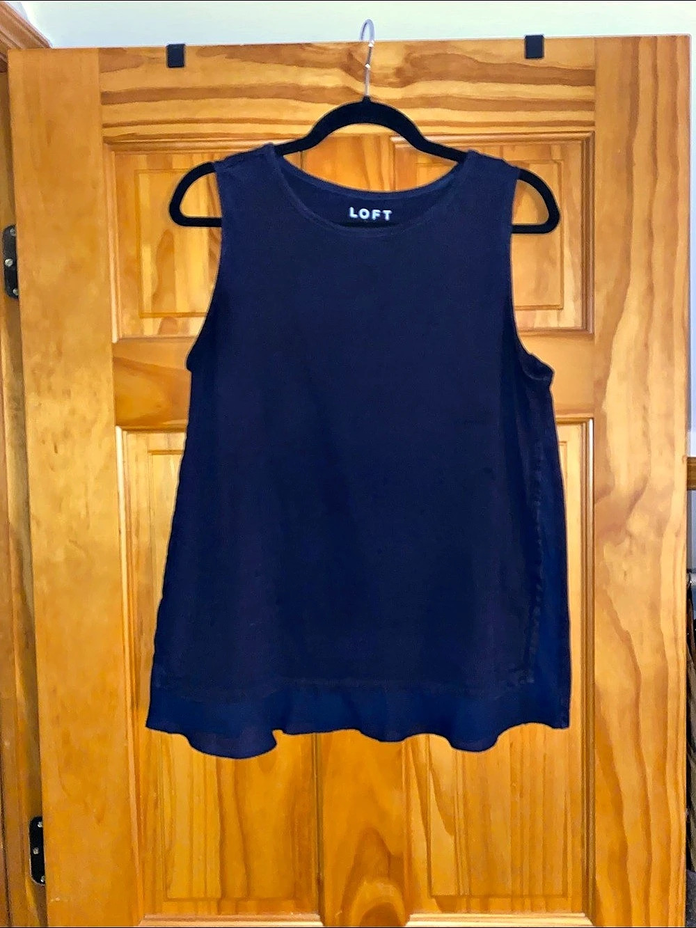 LOFT Layered Hem Tank in Blue Size large Cotton